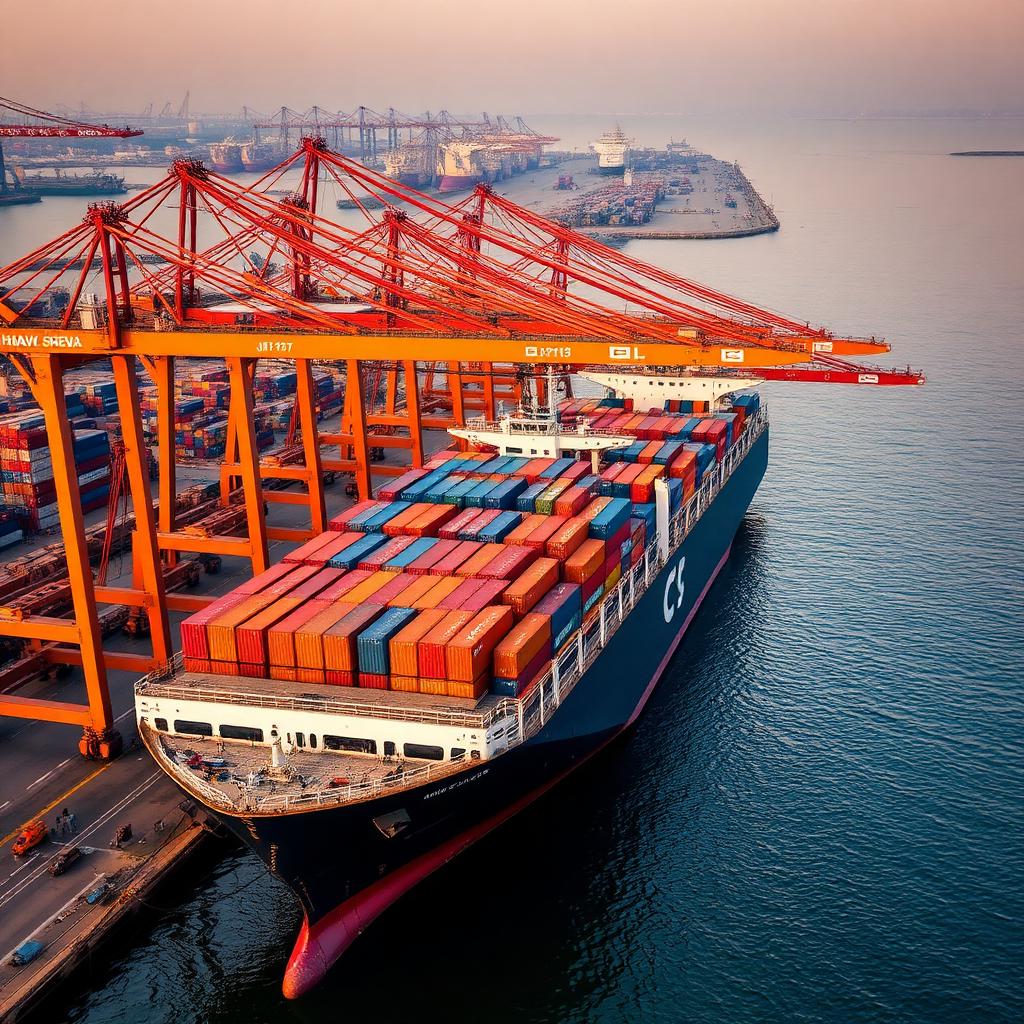 Container ship being loaded at JNPT Nhava Sheva