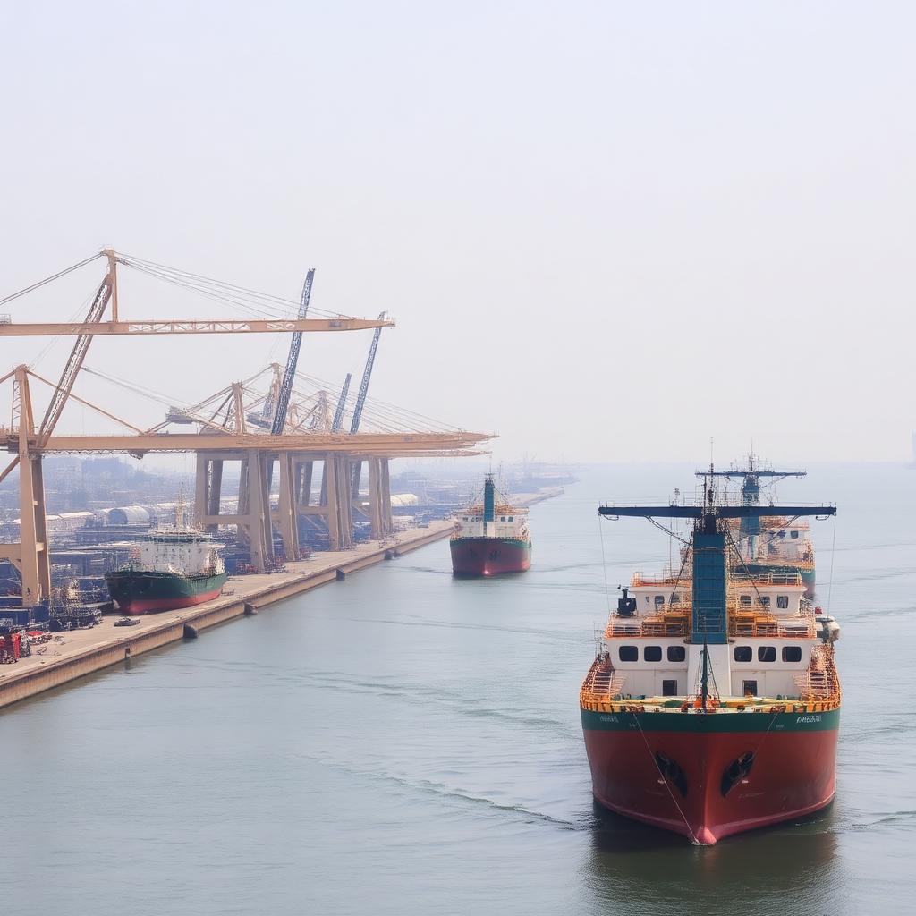 Bulk cargo ships at Kandla Deendayal Port