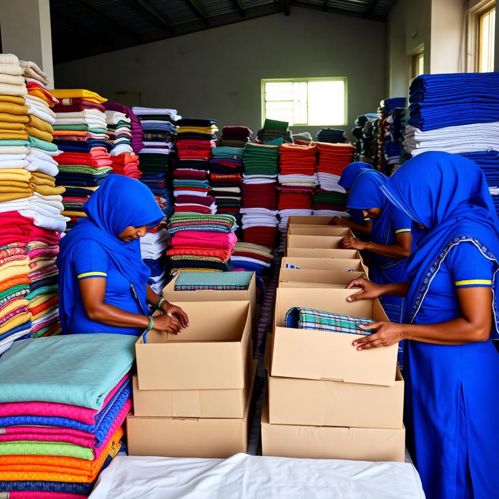 Tirupur textile exporter packing garment cartons